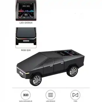D68 Cyber Model Araba Tasarımlı Bluetooth Hoparlör 15W Güçlü Ses Rgb LED /tws/usb Siyah