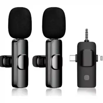Yüksek Kalite Profesyonel 3 In 1 Kablosuz Taşınabilir Yaka Mikrofonu Youtube Facebook Tiktok