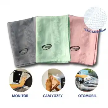 BUFFER® İz Bırakmayan Mikrofiber Temizlik Bezi 3lü Set Cam ve Ayna Silme Toz Alma Temizlik Bezi