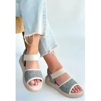 Jake Yeşil Hasır Cilt Sandalet