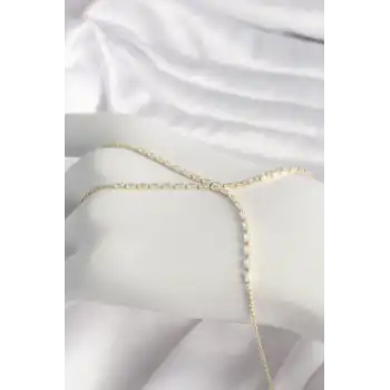 Pirinç Gold Renk Su Yolu Zirkon Taşlı Kadın Şahmeran - TJ-SN609