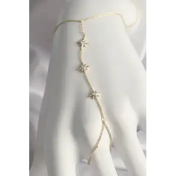 Pirinç Gold Renk Zirkon Taşl Yıldız Model Kadın Şahmeran - TJ-SN600