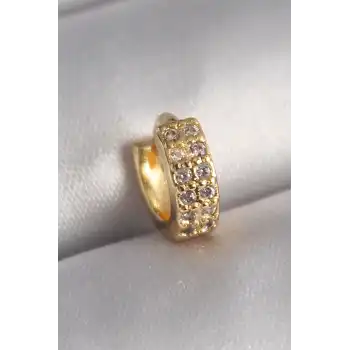 316L Çelik Gold Renk Zirkon Taşlı Tragus Piercing - TJ-PR1304