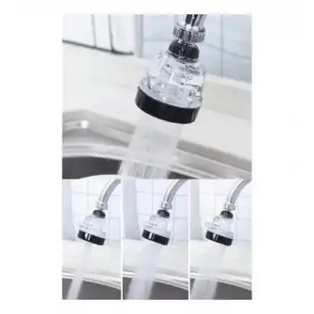 360° Dönebilen Su Tasarruflu 3 Fonksiyonlu Oynar Musluk Başlığı - Çevre Dostu Kolay Montaj Şeffaf