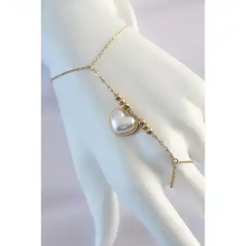 Skygo 316L Çelik Gold Renk Beyaz Bubble Kalp Tasarımlı Şahmeran - TJ-SN576