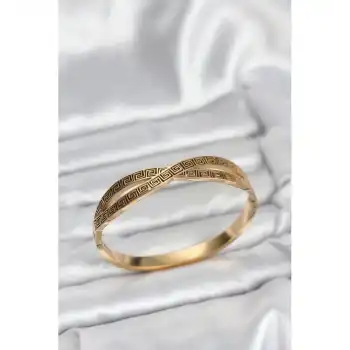 BFS 316L Çelik Gold Renk Vintage Kadın Kelepçe Bileklik