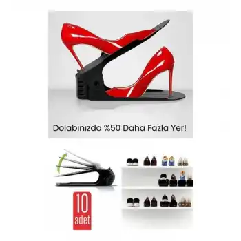 BFS 10lu Ayakkabı Düzenleyici Set - Çift Katlı Tasarım | Dolap İçi Alan Tasarrufu | Ayarlanabilir Yükseklik