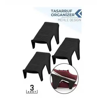 BFS 3 lü Ayakkabı Düzenleyici Set - Çift Katlı Tasarım | Dolap İçi Alan Tasarrufu | Kaymaz Yüzey
