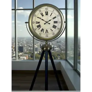 Antik Görünümlü Eskitme Tripod Ayaklı Saat