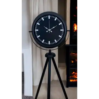 Siyah Lüks Sade Tripod Ayaklı Saat