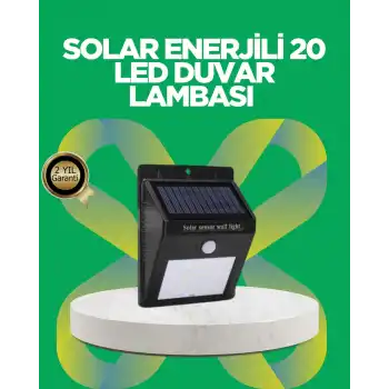 Solar Enerjili 20 LED Hareket Sensörlü Duvar Lambası