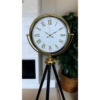Zentime Gold Göz Alıcı Tripod Ayaklı Duvar Saati