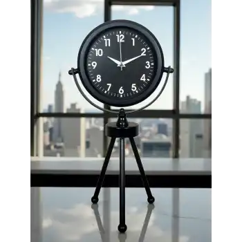 Zentime Siyah Zarif Üç Ayaklı Masa Saati