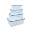 BUFFER® 4lü İç İçe Sızdırmaz Contalı Kilitli Kapaklı Plastik Erzak Saklama Kapları LC315