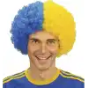 Sarı Lacivert Kıvırcık Afro Bonus Taraftar Peruğu