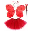 Kırmızı Kelebek Kostümü - Kostüm Aksesuar Seti 4 Parça