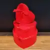 3lü Kırmızı Kalp Hediye Kutusu