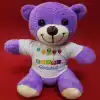 Happy Birthday Tişörtlü Peluş Mor Ayıcık