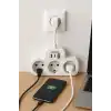 Çoklu Kablolu Priz Yüksek Gerilim Korumalı 3’lü Priz 1x Usb 2x Type-c Çıkışlı Grup Priz Çoğaltıcı Siyah