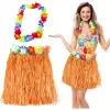 The Best Nzm Hawaii Luau Aloha Turuncu Püsküllü 40 cm Etek ve Hawaii Kolye Seti
