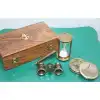 Ahşap Kutulu Pirinç Pusula,kumsaati,dürbün Seti 15682