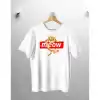 Plaza Group Meow Kedi Basılı Beyaz Oversize Tshirt