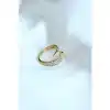 Colezium CLZ741 -  Çivi Model Gold Renk Zirkon Taşlı Yüzük