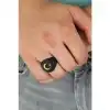 Colezium CLZ741 -  Ay Yıldız Figürlü Siyah Renk Metal Ayarlamalı Erkek Yüzük
