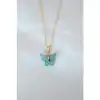 Karce CLZ943  Gold Kaplama Turkuaz Renk Sedefli Kelebek Kolye