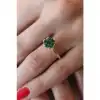 Colezium CLZ943  Yeşil Lotus Çiçek Figür Gold Renk Kadın Yüzük