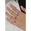 Colezium CLZ943  Gümüş Renk Zincir Model Göz Figür Kadın Yüzük Kombini