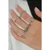 Colezium CLZ943  Gümüş Renk Çoklu Yıldız Model Kadın Yüzük Kombini