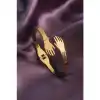 Colezium CLZ741 -  316L Çelik Gold Renk Sarılan Eller Model Kadın Kelepçe