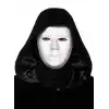 Siyah Kapüşonlu 120 cm Pelerin ve Beyaz Boyanabilir Tam Yüz Maske