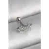 316L Çelik Gümüş Renk Zirkon Taşlı Yonca Tragus Piercing - TJ-PR1255