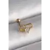 316L Çelik Gold Renk Zirkon Taşlı Toplu İğne Tragus Piercing - TJ-PR1274