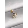 316L Çelik Gold Renk Zirkon Taşlı Çiçek Model Tragus Piercing - TJ-PR1282