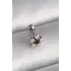 316L Çelik Gümüş Renk Zirkon Taşlı Çiçek Tragus Piercing - TJ-PR1277