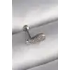 316L Çelik Gümüş Renk Zirkon Taşlı Kanat Tragus Piercing - TJ-PR1269