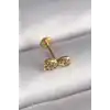 316L Çelik Gold Renk Zirkon Taşlı Sonsuzluk Model Tragus Piercing - TJ-PR1344