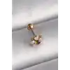 316L Çelik Gold Renk Zirkon Taşlı Çiçek Tragus Piercing - TJ-PR1276