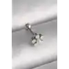 316L Çelik Gümüş Renk Zirkon Taşlı Çiçek Model Tragus Piercing - TJ-PR1283