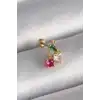 316L Çelik Gold Renk Zirkon Taşlı Kiraz Tragus Piercing - TJ-PR1226