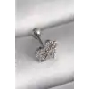 316L Çelik Gümüş Renk Zirkon Taşlı Sonsuzluk Detay Tragus Piercing - TJ-PR1249