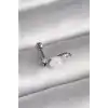 316L Çelik Gümüş Renk Zirkon Taş Detay Beyaz Çiçek Model Tragus Piercing - TJ-PR1357