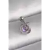 316L Çelik Gümüş Renk Mor Mineli Kalp Zirkon Taş Detay Tragus Piercing - TJ-PR1273