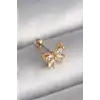 316L Çelik Gold Renk Zirkon Taşlı Kelebek Tragus Piercing - TJ-PR1232