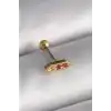 316L Çelik Gold Renk Turuncu Zirkon Taşlı Tragus Piercing - TJ-PR1284