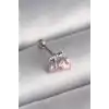 316L Çelik Gümüş Renk Pembe Zirkon Taşlı Kalp Tragus Piercing - TJ-PR1235