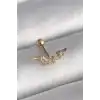 316L Çelik Gold Renk Zirkon Taş Detay Kanat Model Tragus Piercing - TJ-PR1290